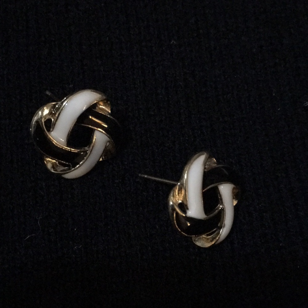 🔥Intertwined black gold white earrings - Picture 3 of 4